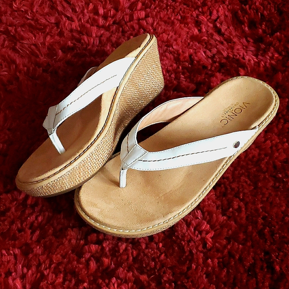 VIONIC ORTHAHEEL Grenada White Thongs Sandals 9